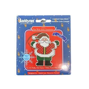 Early 00s- cross stitch Kit- Santa Ornament - unopened- Janlynn cottagecore